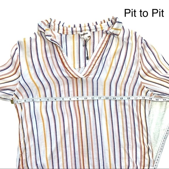 Dizzire 3/4 Sleeve Soft Multicolored Stripe Flowy V-Neck Blouse Size Small - Picture 12 of 14